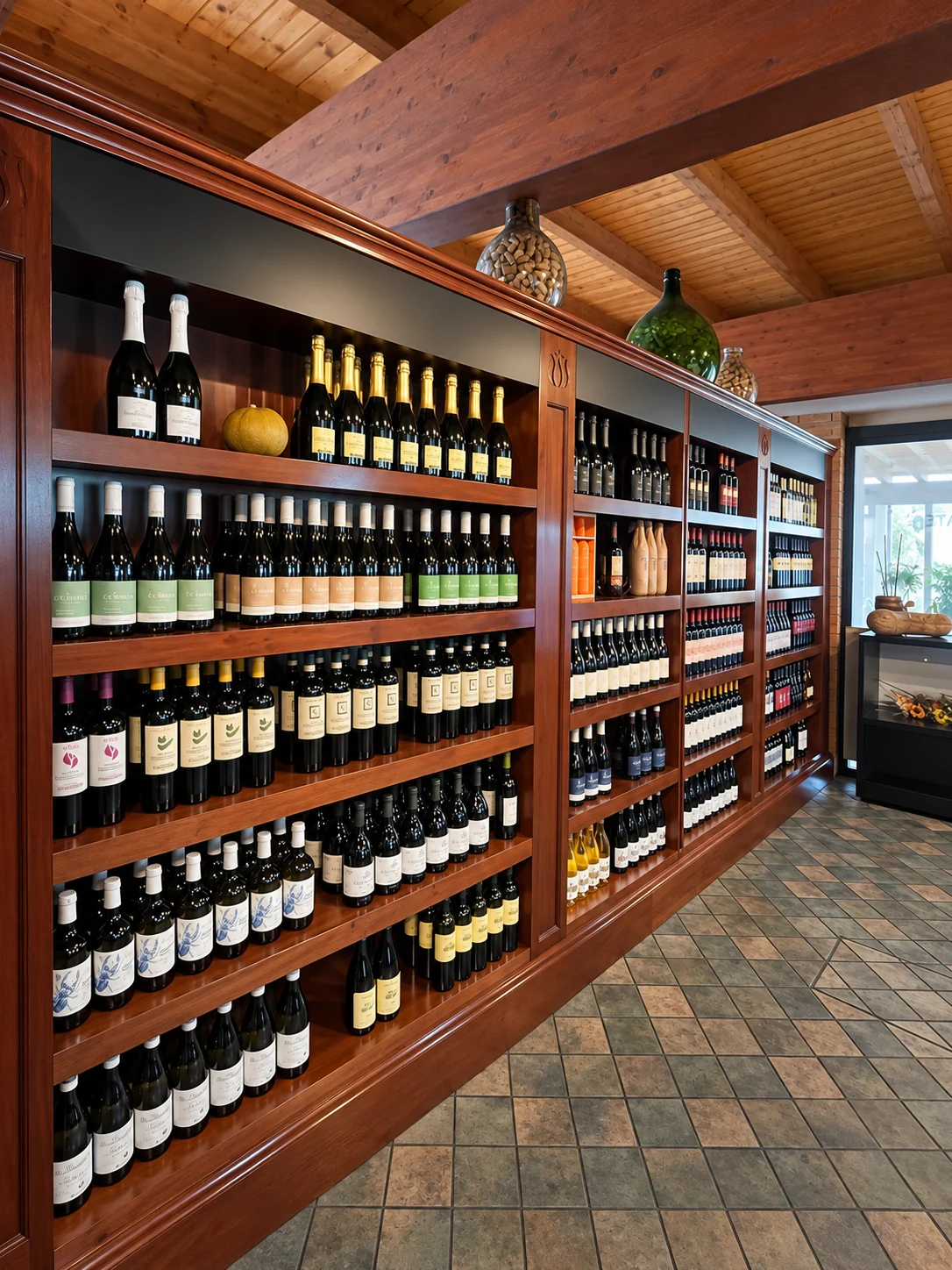 La selezione di vini nella cantina de La Piazzetta